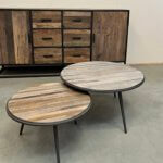 op maat gemaakte ovale tafels van teakhout twee stuks