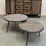 op maat gemaakte ovale tafels van teakhout twee stuks