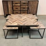 Vierkante salonset teakhout