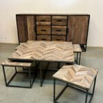 Vierkante salonset teakhout