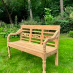 stationsbank 130cm teakhout close-up