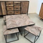 Vierkante salonset teakhout