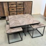 Vierkante salonset teakhout