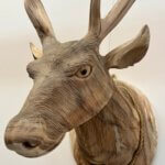 Close-up wanddecoratie teakhout