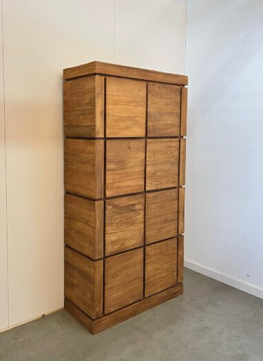 Moderne teakkast met 6 deuren en 2 laden