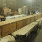 Maatwerk hangend tv meubel teakhout