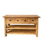 wandtafel 140 cm breed met 4 laden en 2 onder planken