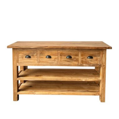 wandtafel 140 cm breed met 4 laden en 2 onder planken