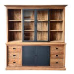 Buffetkast met stalen schuifdeuren en 6 laden gemaakt van hout