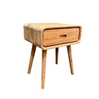 Retro nacht met ronde poten en 1 lade