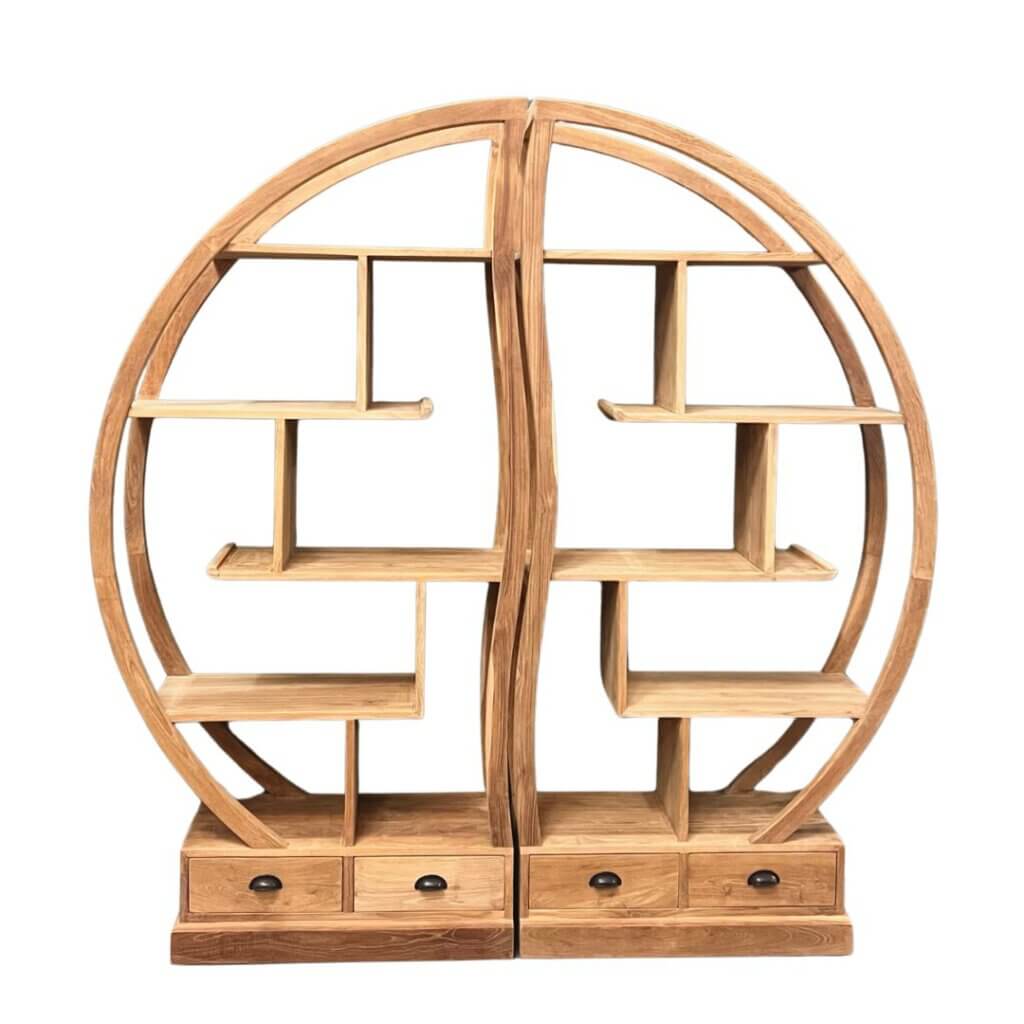 Roomdivider gemaakt van teakhout bestaand uit 2 delen