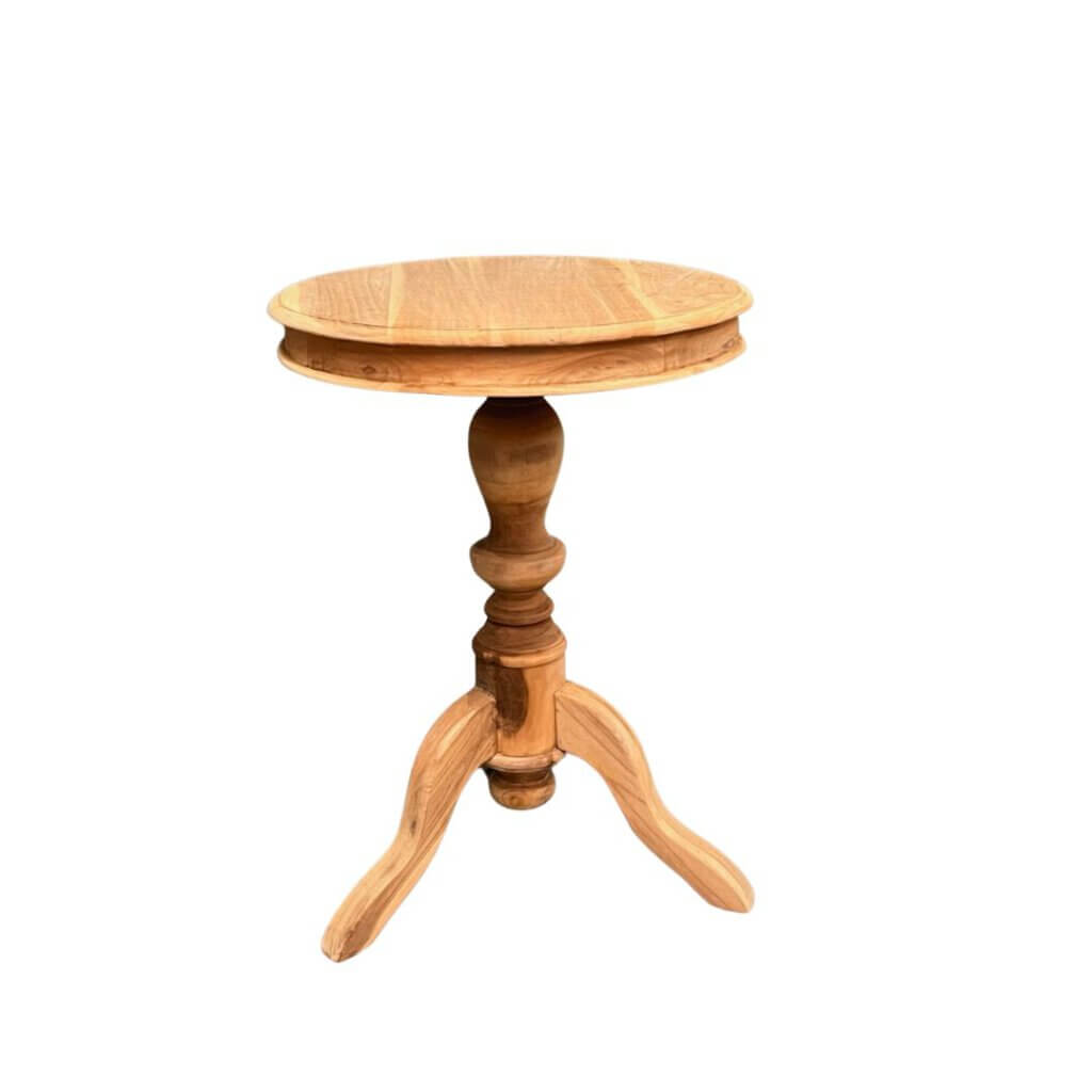 Ronde wijntafel gemaakt van teakhout