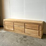 Teakhouten audio meubel met 6 laden