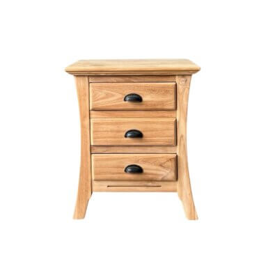 nachtkast met 3 laden gemaakt van teakhout